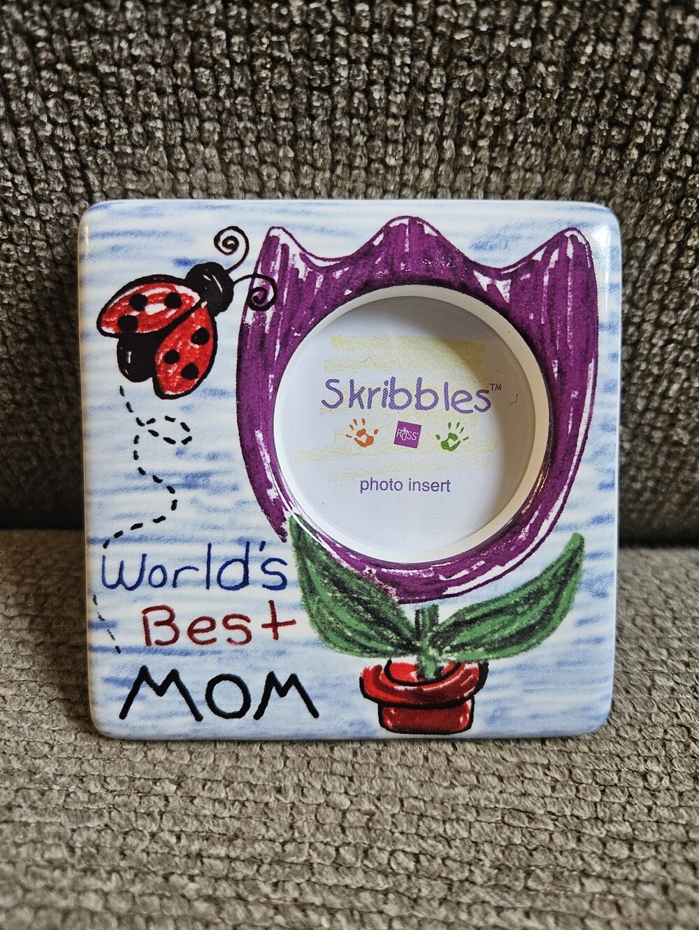 Russ Berrie Skribbles Ceramic World's Best Mom Photo Frame